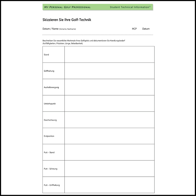 Golf Student Technical Information